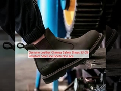 আসল চামড়া চেলসি নিরাপত্তা জুতা S3 তেল প্রতিরোধী ইস্পাত পা বুট কোন লেন্স