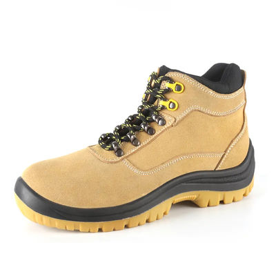 কেনা হলুদ শিল্প নিরাপত্তা জুতা Nubuck চামড়া ইস্পাত আঙুল কাঠের নিরাপত্তা জুতা অ্যান্টি স্ট্যাটিক online manufacture