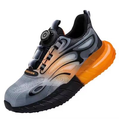 কেনা Summer BOA Rotating Button Work Shoes KPU Flying Knit Comfortable Safety Shoes Kevlar Anti-stab TPU Popcorn Shoe Sole Work Shoes online manufacture